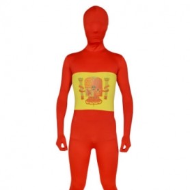 Red with Yellow White Spandex Lycra Full body Zentai Suit