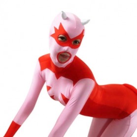 Superior Unusual Pink And Red Lycra Spandex Super Hero Full body Zentai Suit