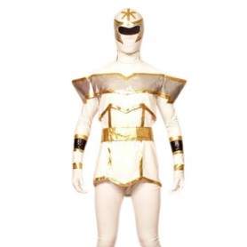 White And Gold Lycra Spandex Super Hero Full body Zentai Suit