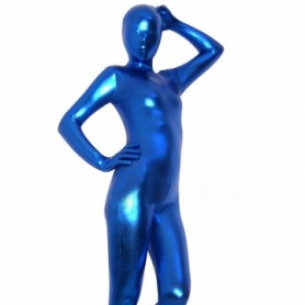 Deep Blue Shiny Metallic Unisex Full body Zentai Suit