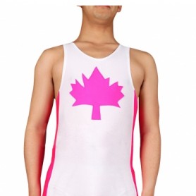 Purple Maple Leaf Lycra Spandex Half Length Sleeveless Leotard  Catsuit
