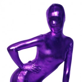 Purple Shiny Metallic Full body Zentai Suit
