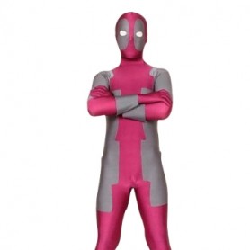 Rose Pink And Gray Lycra Spandex Full body Zentai Suit