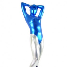 Blue And Silver Shiny Metallic Full body Zentai Suit