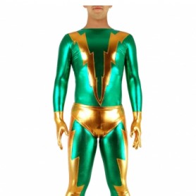 Green & Golden Shiny Metallic Full body Zentai Suit