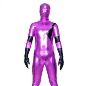 Purple Black Shiny Metallic Full body Zentai Suit