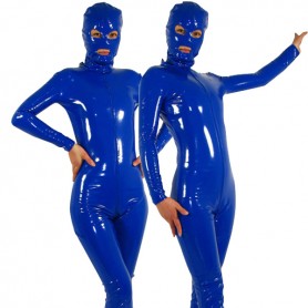 Royal Blue Full Body Full body Zentai Suit Zentai Tights Front Open PVC Unisex Catsuit