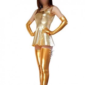 Classic Top Gold Shiny Metallic Sexy Dress