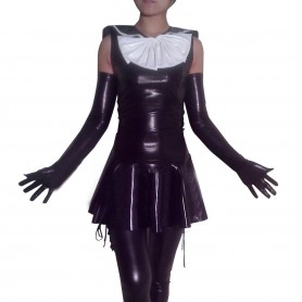 PVC Maid Style Catsuit with Shoulder Length Gloves and Stockings