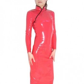 Red Shiny PVC Cheong-Sam Gown
