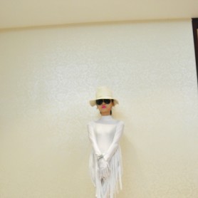 Cowboy Style Fringed White Lycra Tights Soft Breathable and Elastic Full body Zentai Suits Costume