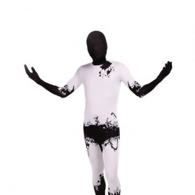 Black and White Ink Full Body Halloween Spandex Holiday Unisex Cosplay Zentai Suit