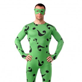 Green Question Mark Full Body Halloween Spandex Holiday Unisex Cosplay Zentai Suit