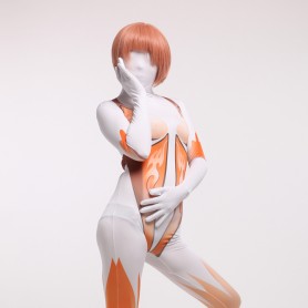 Orange and White Halloween Full Body Spandex Holiday Unisex Cosplay Zentai Suit