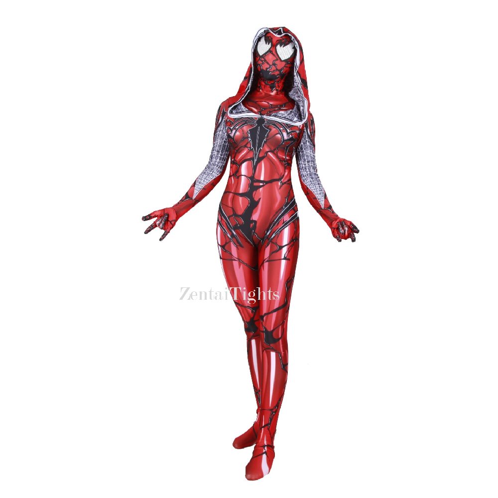 3D Printing Red Venom Cloak Big Spider Halloween Cosplay Costume Zentai Suit
