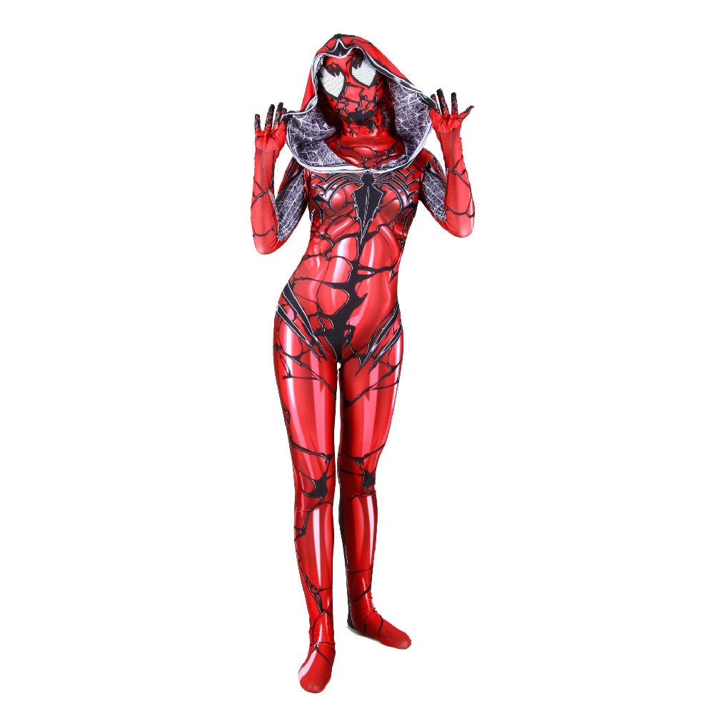3D Printing Red Venom Cloak Big Spider Halloween Cosplay Costume Zentai Suit
