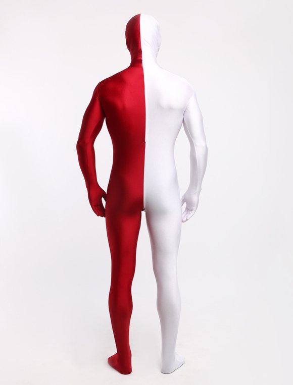 Halloween Burgundy White Zentai costume Full Body Lycra Spandex catsuit