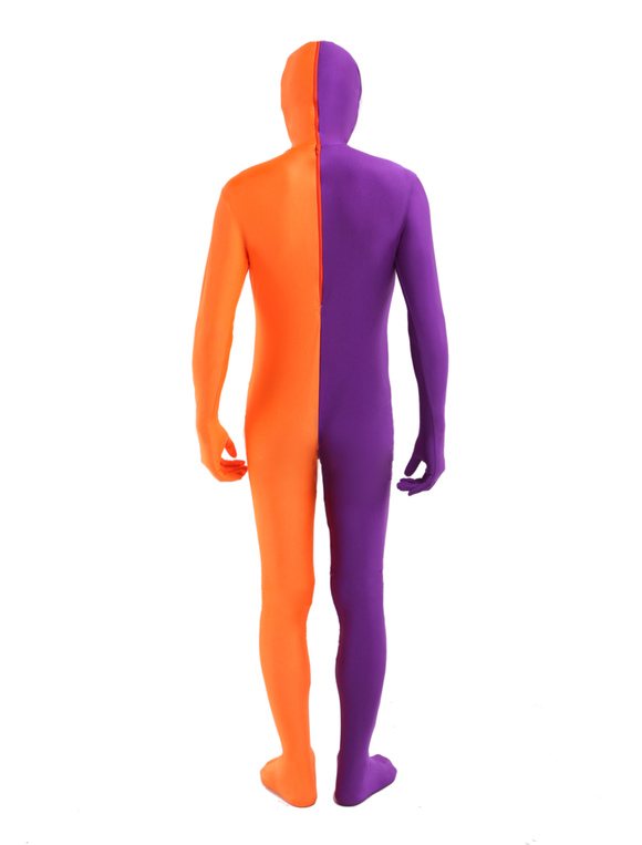 Halloween Orange Purple split costume Lycra Spandex Full Body Zentai Suit