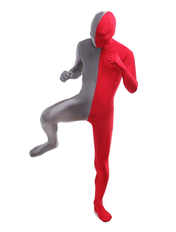 Halloween costume Grey Red Full Body Lycra Spandex Zentai Suit