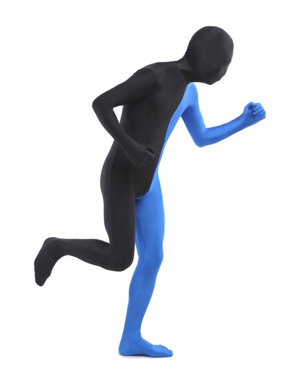 Halloween Black Blue split costume Full Body Lycra Spandex zentai suit