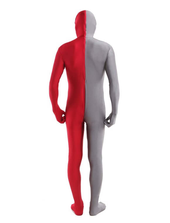 Halloween costume Grey Red Full Body Lycra Spandex Zentai Suit