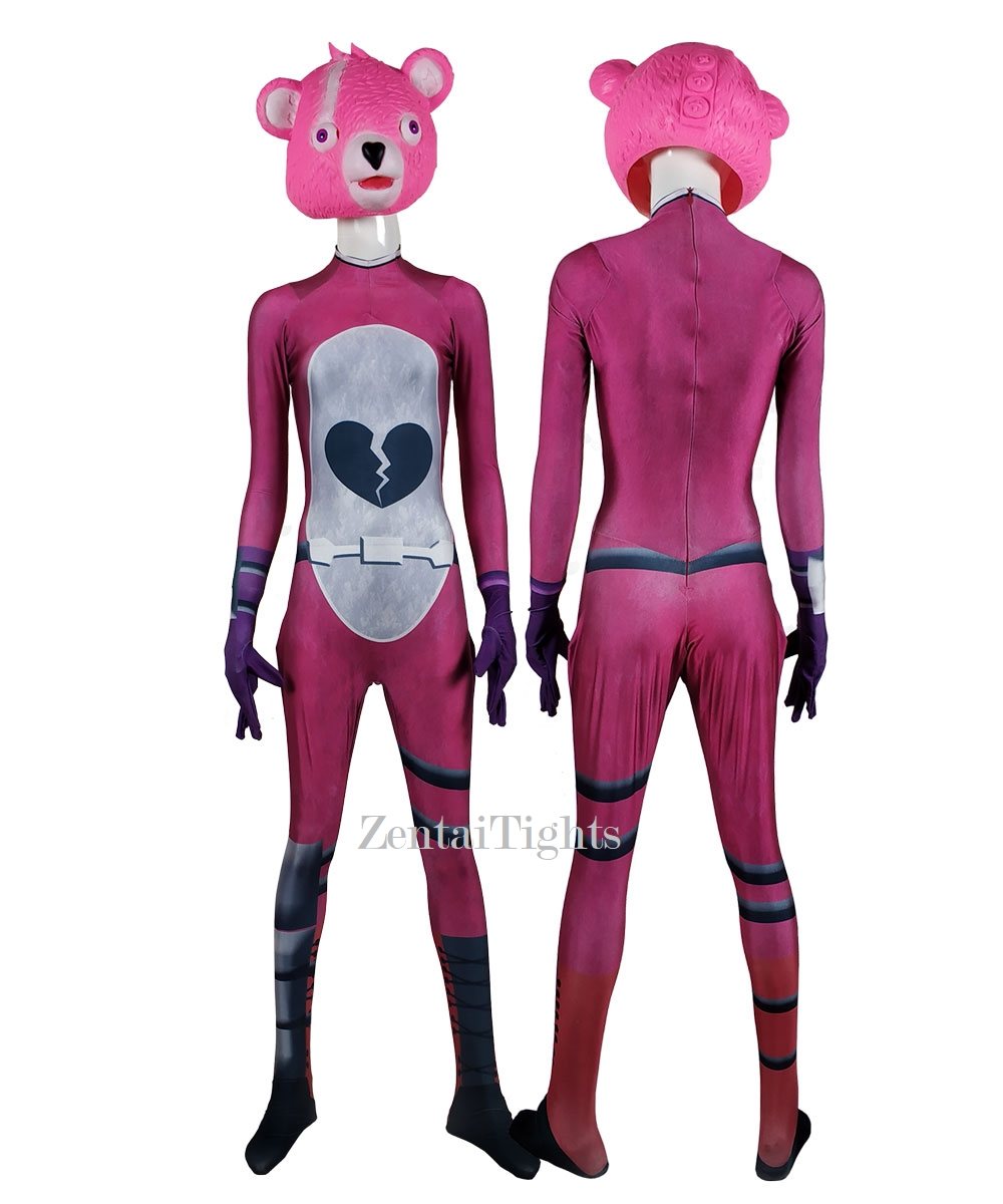 Halloween Fortnite pink panda team leader cosplay one-piece woman zentai suit
