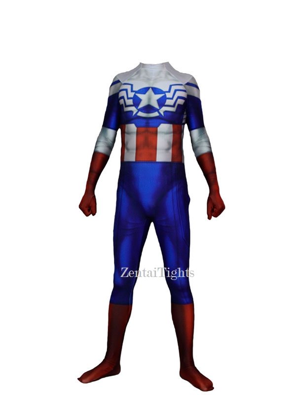Halloween 3D printed Captain America costume one-piece cosplay zentai suit