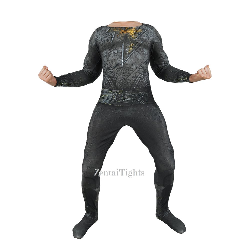 Halloween DC Movie Black Adam Cosplay Costume villain Thunder Shazam full body zentai suit