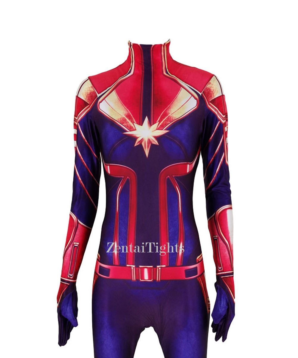 Captain Marvel Halloween costume superhero Captain Marvel Cosplay zentai suit