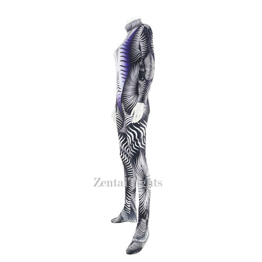 Halloween costume jumpsuit black and white texture striped cosplay Zentai suit