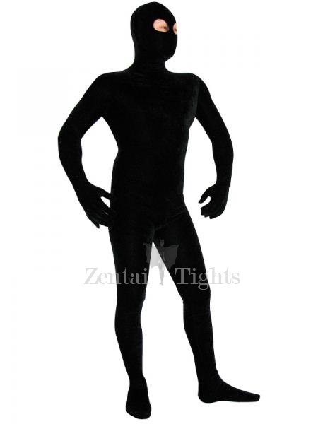 Black Velvet Spandex Full body Zentai Suit Zentai Costume