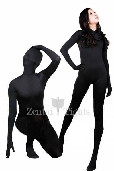 Suitable Black Lycra Spandex Unisex Full body Zentai Suit