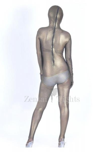Brown Silk Lycra Spandex Full body Zentai Suit