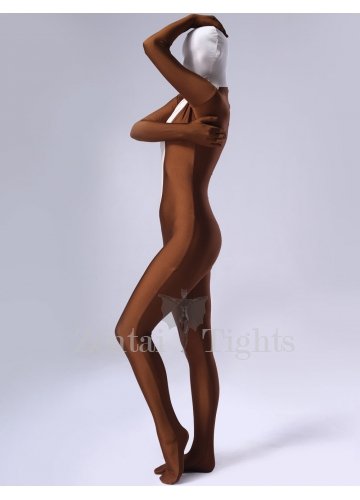 Coffee Lycra Spandex Female Full body Zentai Suit