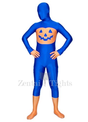 Blue And Orange Lycra Spandex Full body Zentai Suit