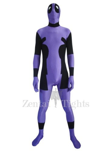 Purple And Black Lycra Spandex Unisex Full body Zentai Suit
