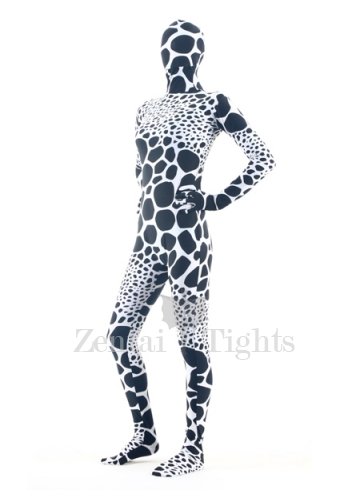 White Black Dot Lycra Spandex Unisex Full body Zentai Suit
