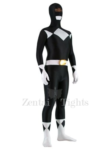 Black And White Lycra Spandex Unisex Super Hero Full body Zentai Suit