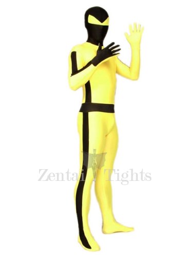 Black And Yellow Unisex Spandex Full body Zentai Suit