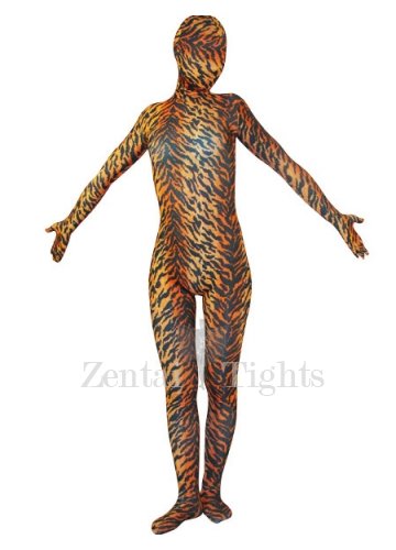 Cheap Tiger Pattern Lycra Spandex Unisex Full body Zentai Suit