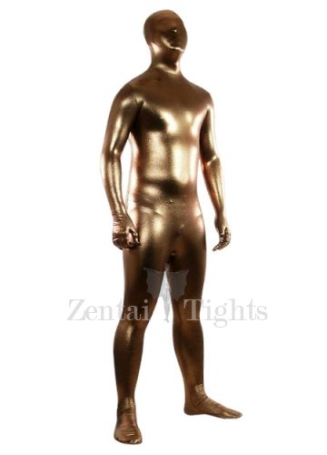 Coffee Shiny Metallic Unisex  Full body Zentai Suit
