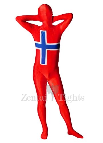 Pattern of Norwegian Flag Unisex Lycra Full body Zentai Suit