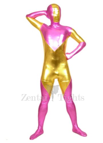 Pink And Gold Shiny Metallic Full body Zentai Suit