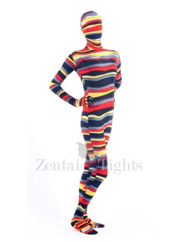 Quality Colorful Stripe Lycra Unisex Breathable Full body Zentai Suit Zentai