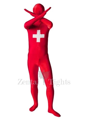 Switzerland Flag Pattern Unisex Lycra Full body Zentai Suit