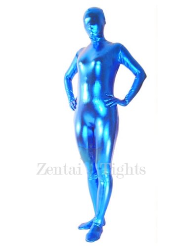 Top Perfect Top Blue Shiny Metallic Unisex Full body Zentai Suit