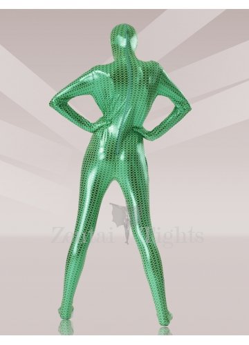 Green Fish Scale Shiny Metallic Unisex Full body Zentai Suit