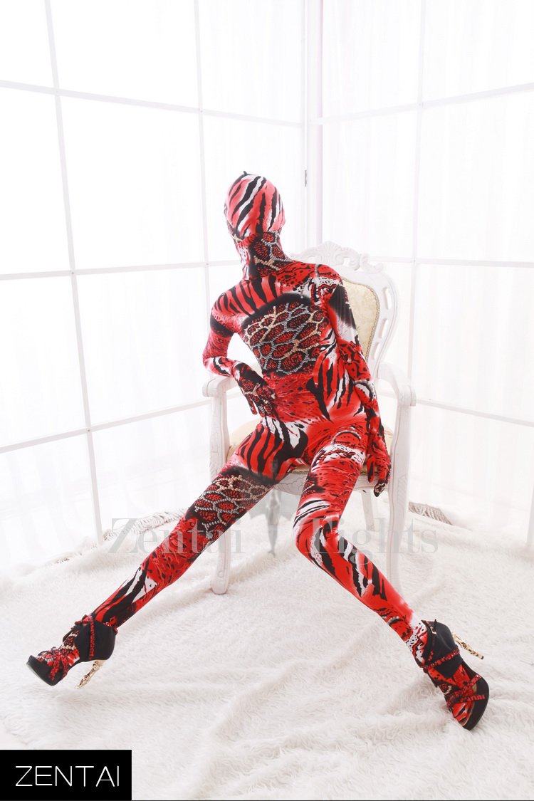 Red Animal Pattern Combination Full Body Full body Zentai Suit Zentai Tights Dupont Full body Zentai Suit Zentai Catsuit