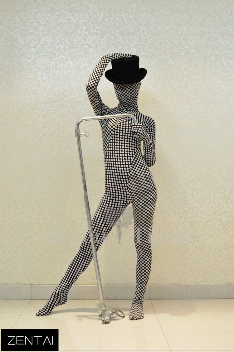 Polka Dot Checkered Pattern of Black and White Color Stitching Sense Art Full Body Full body Zentai Suit Zentai Tights Full body Zentai Suit Tights