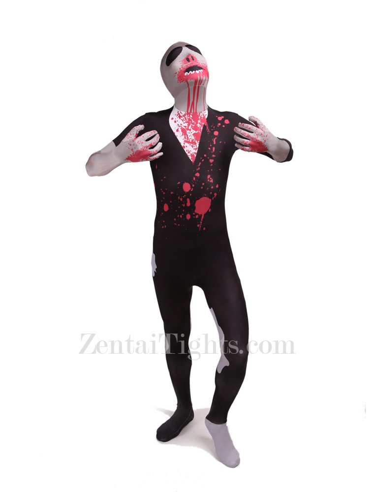 Black Blooding Full Body Halloween Spandex Holiday Unisex Cosplay Zentai Suit
